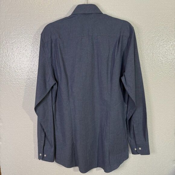 Vince Camuto Button Down Blue Long Sleeve Size 15.5 34/35 Slim Fit Button Up - Picture 6 of 10